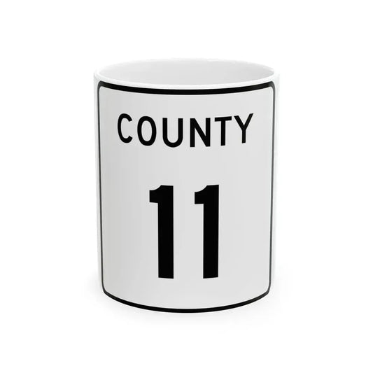 County 11 square (Minnesota) (Road Sign) White Coffee Mug 11oz - Go Mug Yourself