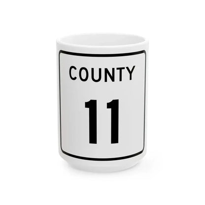 County 11 square (Minnesota) (Road Sign) White Coffee Mug 15oz - Go Mug Yourself