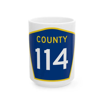 County 114 MN (Minnesota) (Road Sign) White Coffee Mug 15oz - Go Mug Yourself