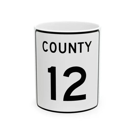 County 12 square (Minnesota) (Road Sign) White Coffee Mug 11oz - Go Mug Yourself
