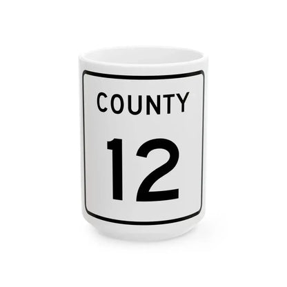 County 12 square (Minnesota) (Road Sign) White Coffee Mug 15oz - Go Mug Yourself