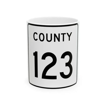 County 123 square (Minnesota) (Road Sign) White Coffee Mug 11oz - Go Mug Yourself