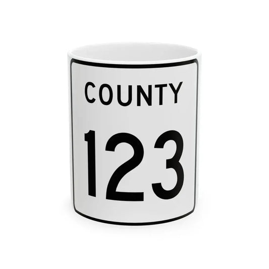 County 123 square (Minnesota) (Road Sign) White Coffee Mug 11oz - Go Mug Yourself