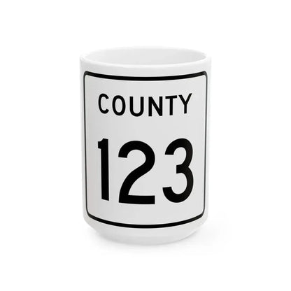 County 123 square (Minnesota) (Road Sign) White Coffee Mug 15oz - Go Mug Yourself