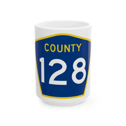 County 128 MN (Minnesota) (Road Sign) White Coffee Mug 15oz - Go Mug Yourself