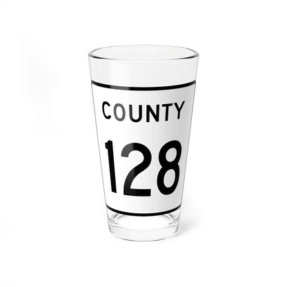 County 128 square (Minnesota) (Road Sign) Pint Glass 16oz 16oz - Go Mug Yourself