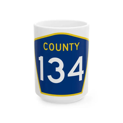 County 134 MN (Minnesota) (Road Sign) White Coffee Mug 15oz - Go Mug Yourself