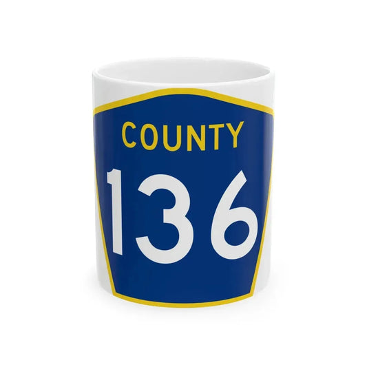 County 136 MN (Minnesota) (Road Sign) White Coffee Mug 11oz - Go Mug Yourself