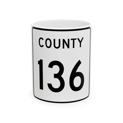 County 136 square (Minnesota) (Road Sign) White Coffee Mug 11oz - Go Mug Yourself