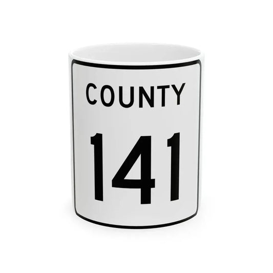 County 141 square (Minnesota) (Road Sign) White Coffee Mug 11oz - Go Mug Yourself