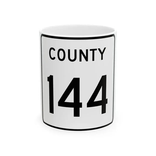 County 144 square (Minnesota) (Road Sign) White Coffee Mug 11oz - Go Mug Yourself