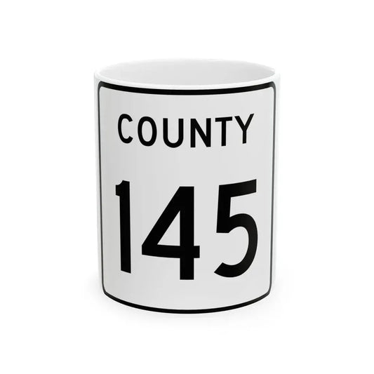 County 145 square (Minnesota) (Road Sign) White Coffee Mug 11oz - Go Mug Yourself