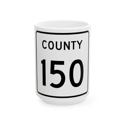 County 150 square (Minnesota) (Road Sign) White Coffee Mug 15oz - Go Mug Yourself