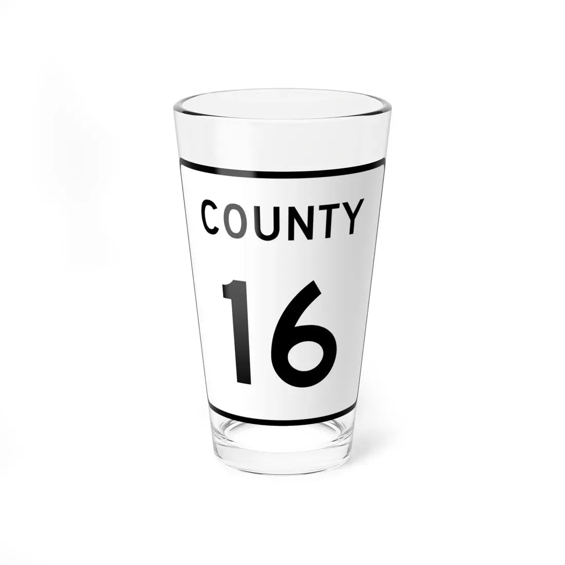 County 16 square (Minnesota) (Road Sign) Pint Glass 16oz 16oz - Go Mug Yourself