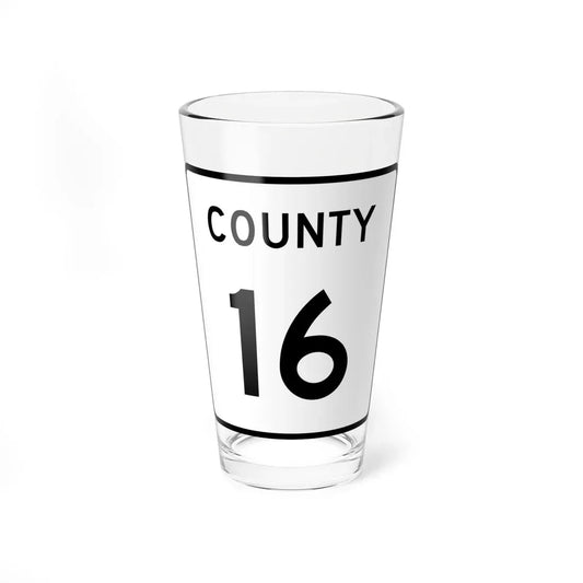 County 16 square (Minnesota) (Road Sign) Pint Glass 16oz 16oz - Go Mug Yourself