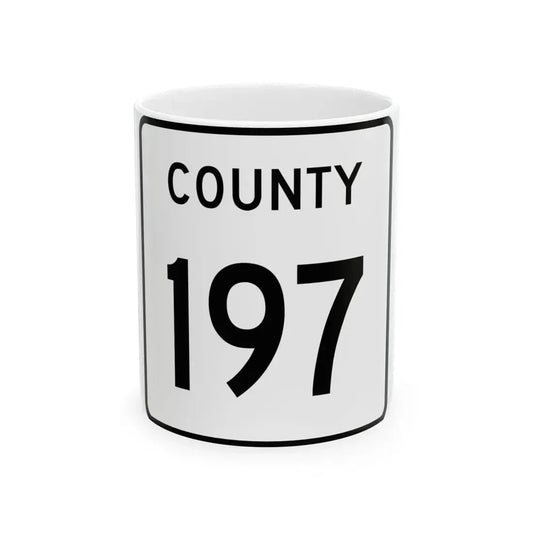 County 197 square (Minnesota) (Road Sign) White Coffee Mug 11oz - Go Mug Yourself