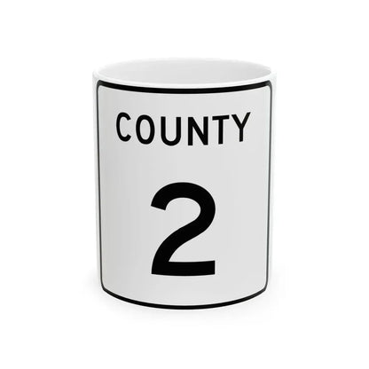 County 2 square (Minnesota) (Road Sign) White Coffee Mug 11oz - Go Mug Yourself