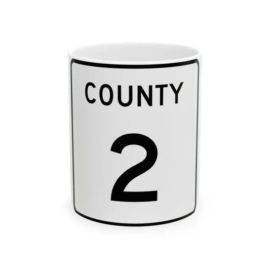County 2 square (Minnesota) (Road Sign) White Coffee Mug 11oz - Go Mug Yourself