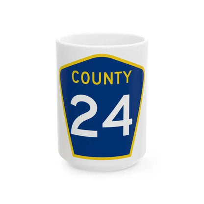 County 24 MN (Minnesota) (Road Sign) White Coffee Mug 15oz - Go Mug Yourself