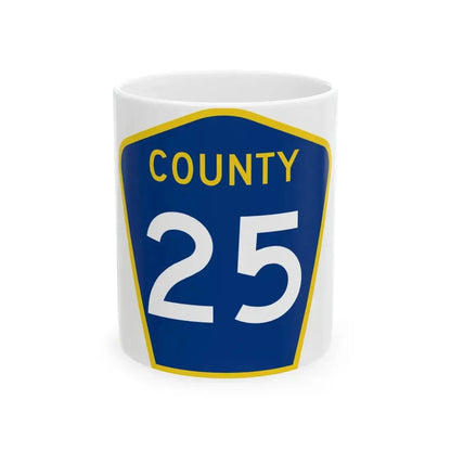 County 25 MN (Minnesota) (Road Sign) White Coffee Mug 11oz - Go Mug Yourself