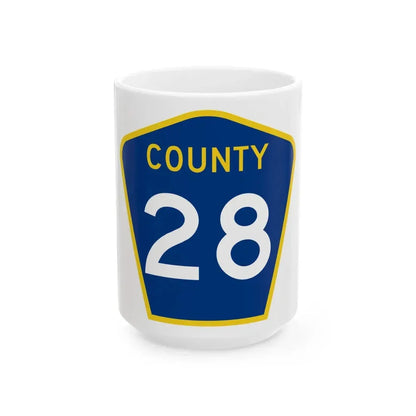 County 28 MN (Minnesota) (Road Sign) White Coffee Mug 15oz - Go Mug Yourself