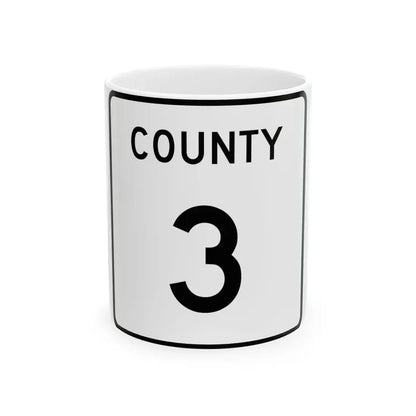County 3 square (Minnesota) (Road Sign) White Coffee Mug 11oz - Go Mug Yourself