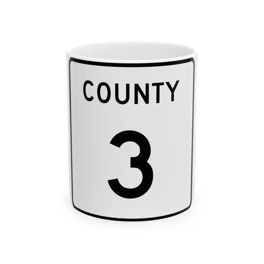 County 3 square (Minnesota) (Road Sign) White Coffee Mug 11oz - Go Mug Yourself