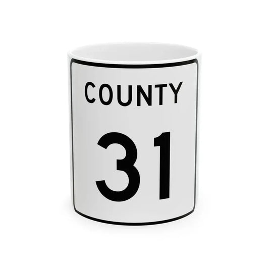 County 31 square (Minnesota) (Road Sign) White Coffee Mug 11oz - Go Mug Yourself
