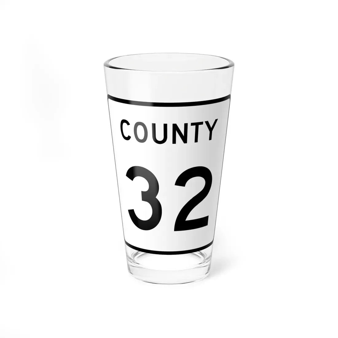 County 32 square (Minnesota) (Road Sign) Pint Glass 16oz 16oz - Go Mug Yourself
