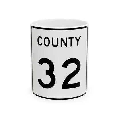County 32 square (Minnesota) (Road Sign) White Coffee Mug 11oz - Go Mug Yourself