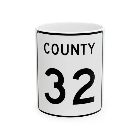 County 32 square (Minnesota) (Road Sign) White Coffee Mug 11oz - Go Mug Yourself