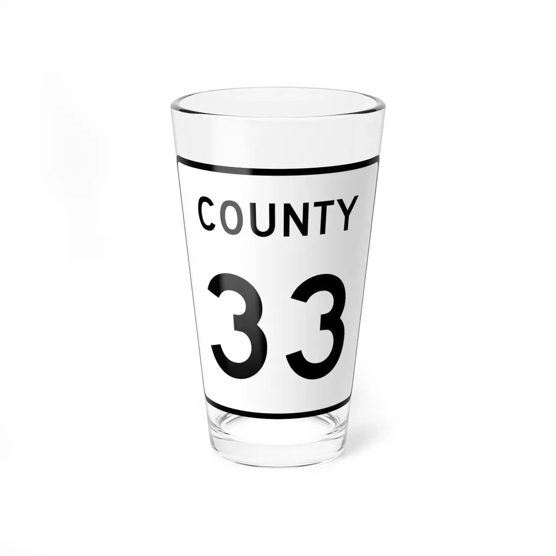 County 33 square (Minnesota) (Road Sign) Pint Glass 16oz 16oz - Go Mug Yourself