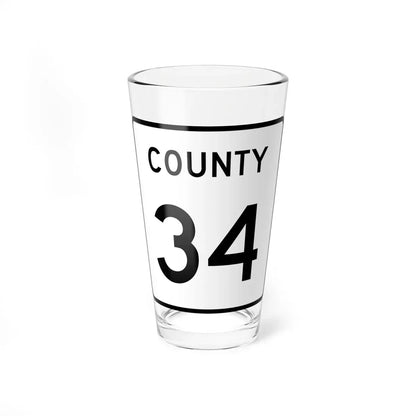County 34 square (Minnesota) (Road Sign) Pint Glass 16oz 16oz - Go Mug Yourself