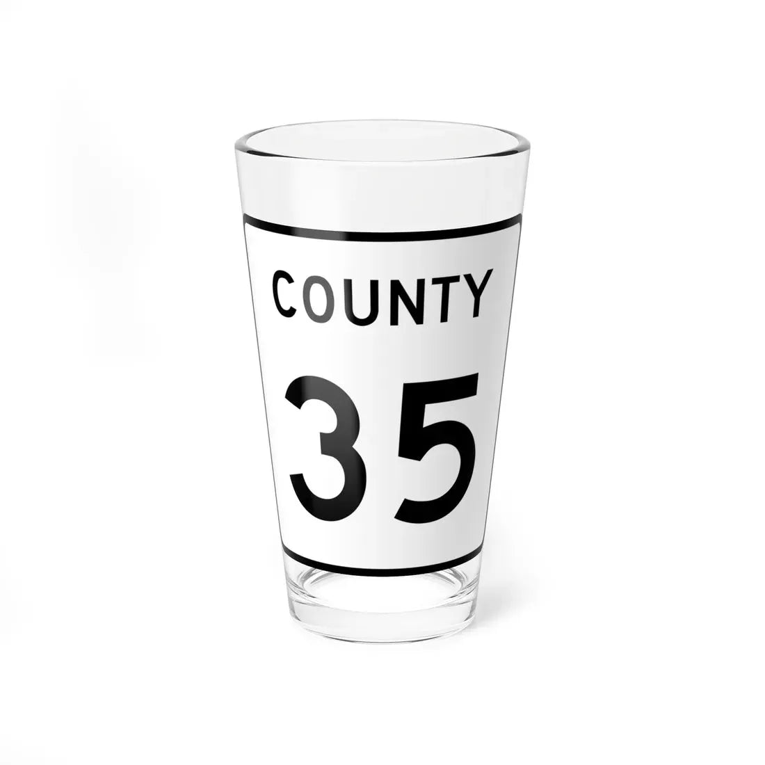 County 35 square (Minnesota) (Road Sign) Pint Glass 16oz 16oz - Go Mug Yourself