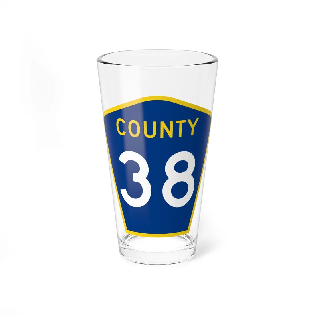 County 38 MN (Minnesota) (Road Sign) Pint Glass 16oz 16oz - Go Mug Yourself
