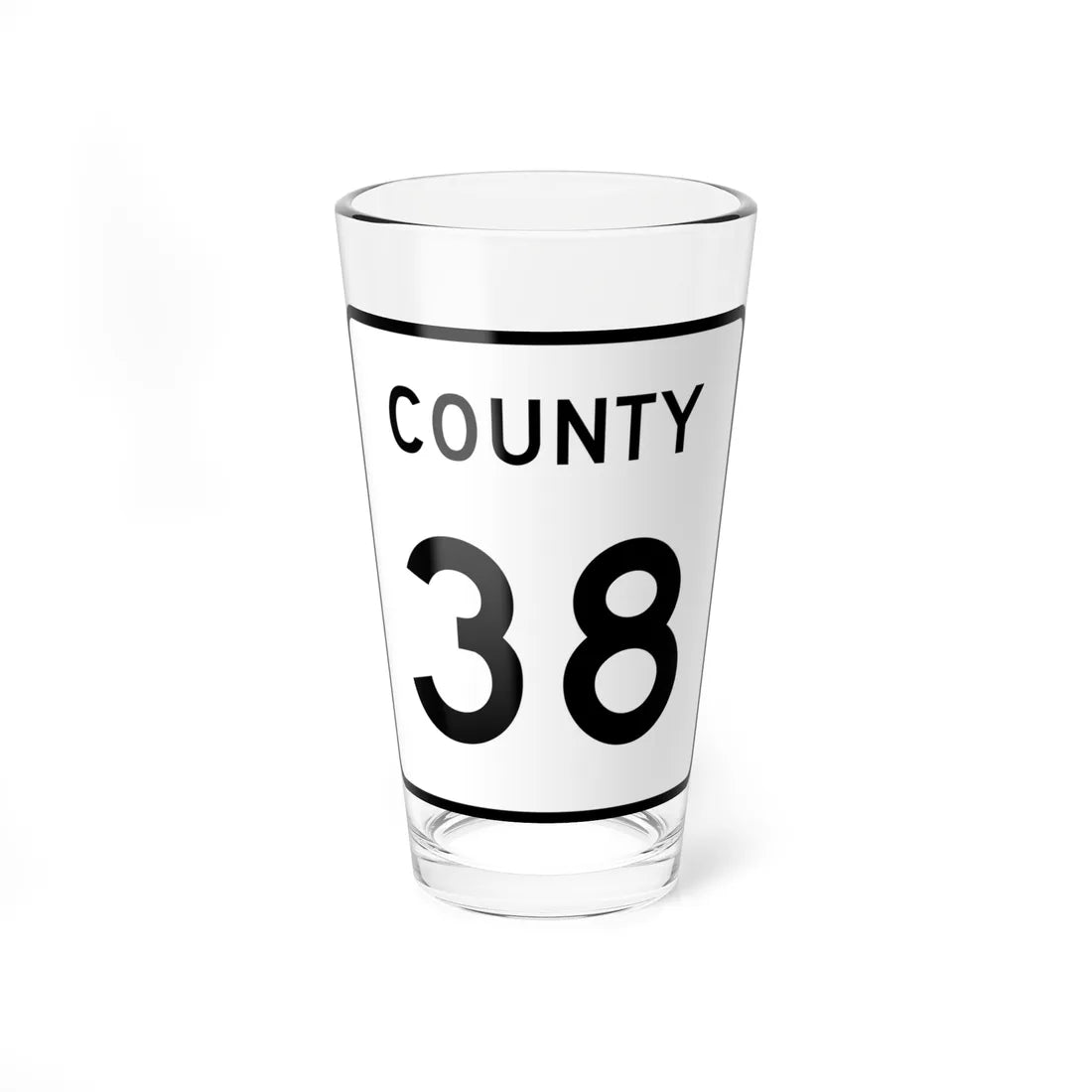 County 38 square (Minnesota) (Road Sign) Pint Glass 16oz 16oz - Go Mug Yourself
