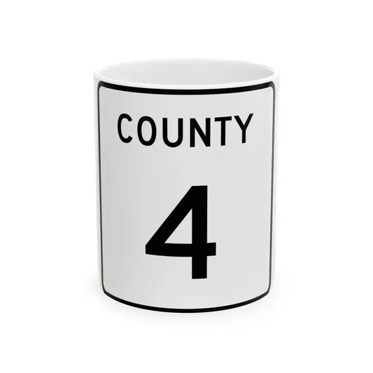 County 4 square (Minnesota) (Road Sign) White Coffee Mug 11oz - Go Mug Yourself