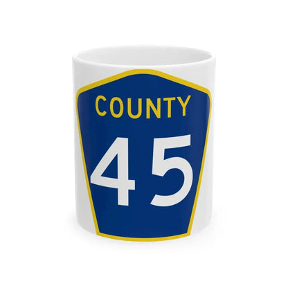 County 45 MN (Minnesota) (Road Sign) White Coffee Mug 11oz - Go Mug Yourself