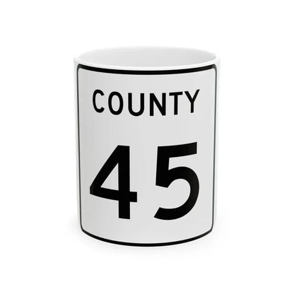 County 45 square (Minnesota) (Road Sign) White Coffee Mug 11oz - Go Mug Yourself