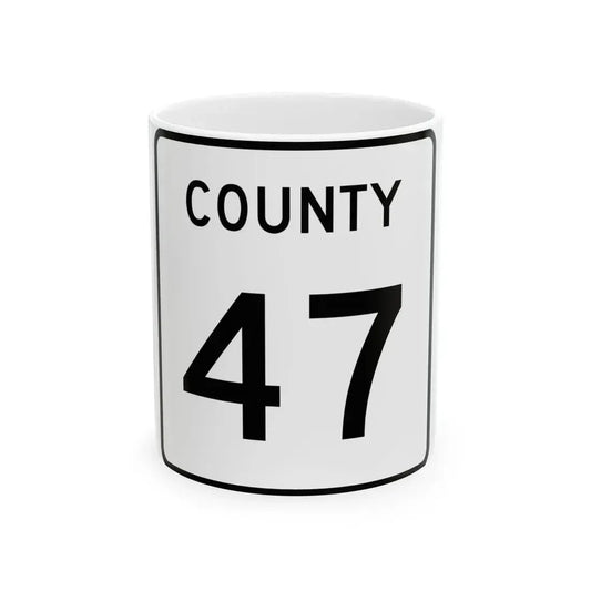County 47 square (Minnesota) (Road Sign) White Coffee Mug 11oz - Go Mug Yourself