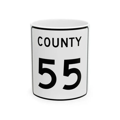 County 55 square (Minnesota) (Road Sign) White Coffee Mug 11oz - Go Mug Yourself