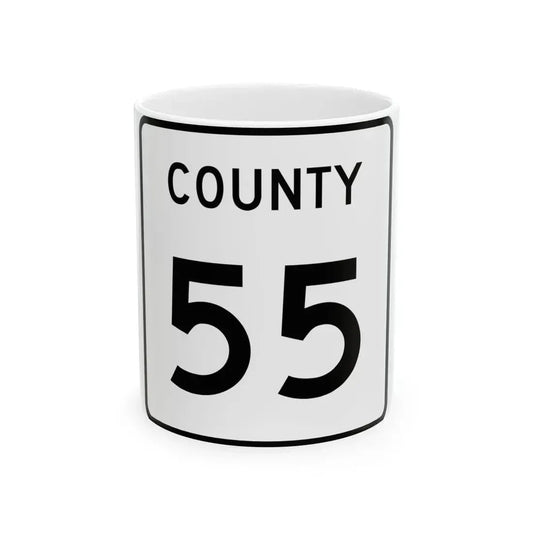 County 55 square (Minnesota) (Road Sign) White Coffee Mug 11oz - Go Mug Yourself