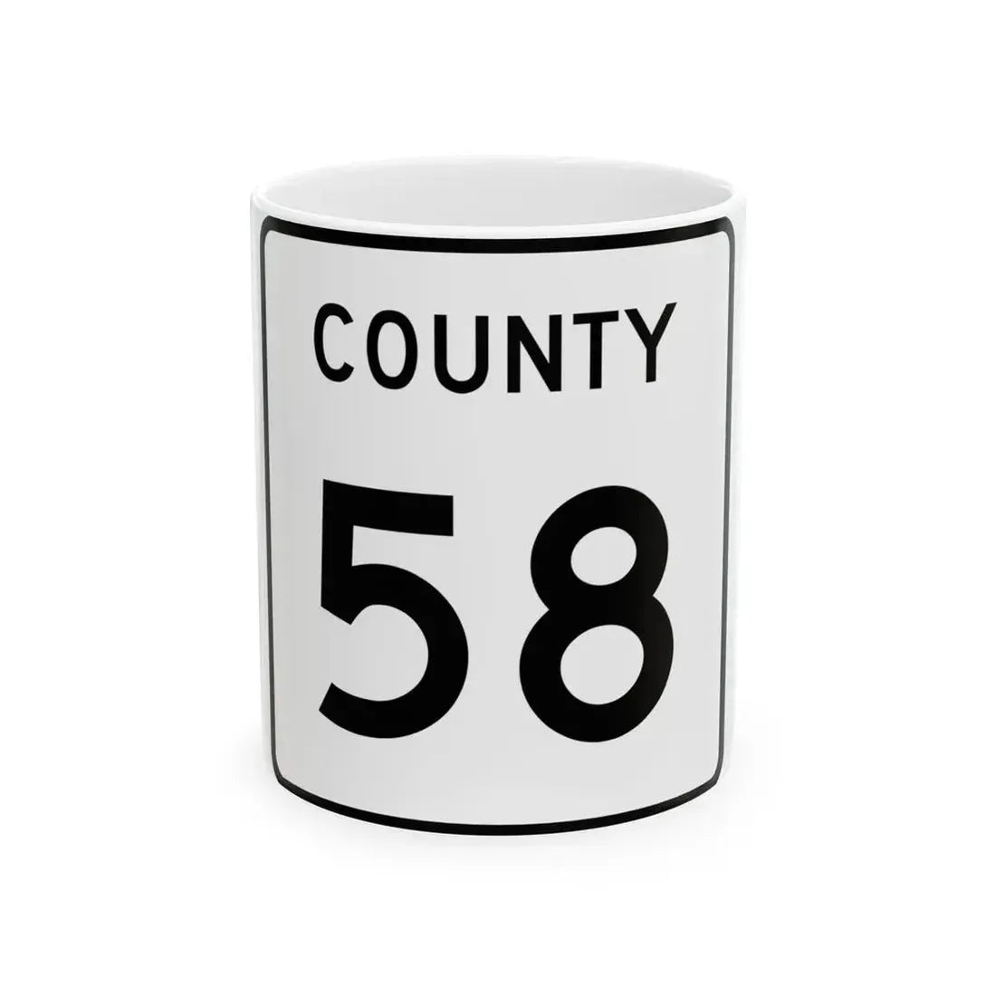 County 58 square (Minnesota) (Road Sign) White Coffee Mug 11oz - Go Mug Yourself