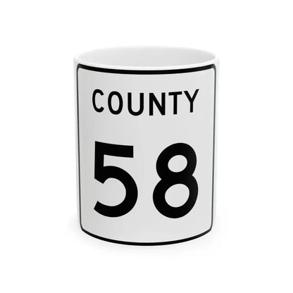 County 58 square (Minnesota) (Road Sign) White Coffee Mug 11oz - Go Mug Yourself