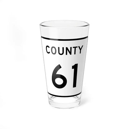 County 61 square (Minnesota) (Road Sign) Pint Glass 16oz 16oz - Go Mug Yourself