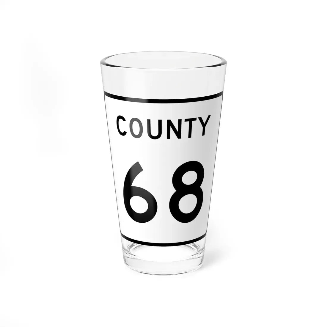 County 68 square (Minnesota) (Road Sign) Pint Glass 16oz 16oz - Go Mug Yourself