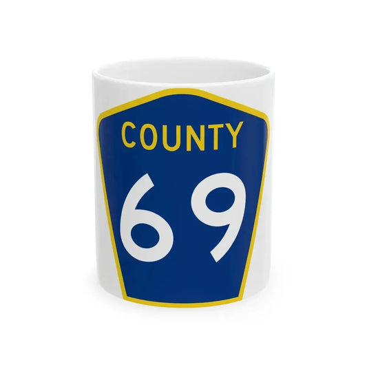County 69 MN (Minnesota) (Road Sign) White Coffee Mug 11oz - Go Mug Yourself