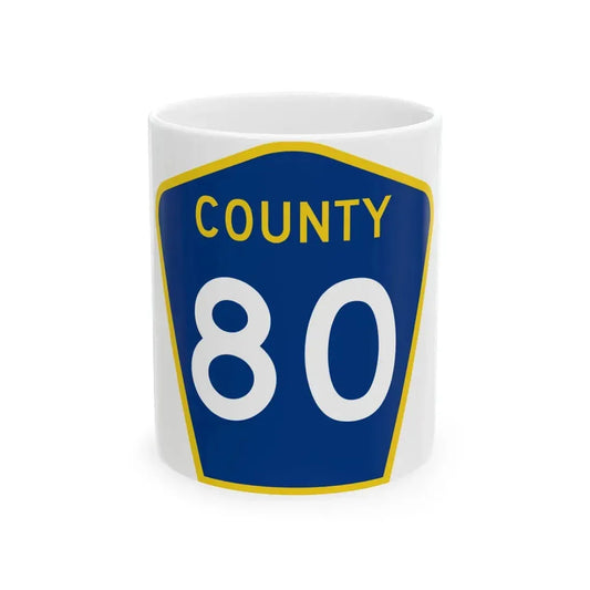 County 80 MN (Minnesota) (Road Sign) White Coffee Mug 11oz - Go Mug Yourself