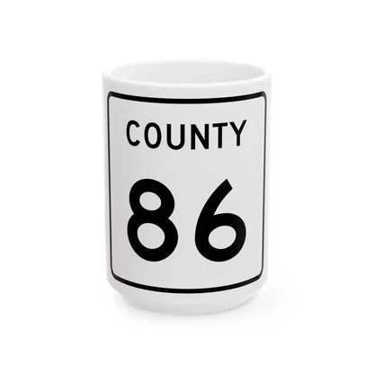 County 86 square (Minnesota) (Road Sign) White Coffee Mug 15oz - Go Mug Yourself