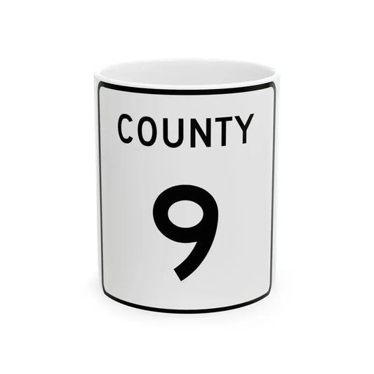 County 9 square (Minnesota) (Road Sign) White Coffee Mug 11oz - Go Mug Yourself